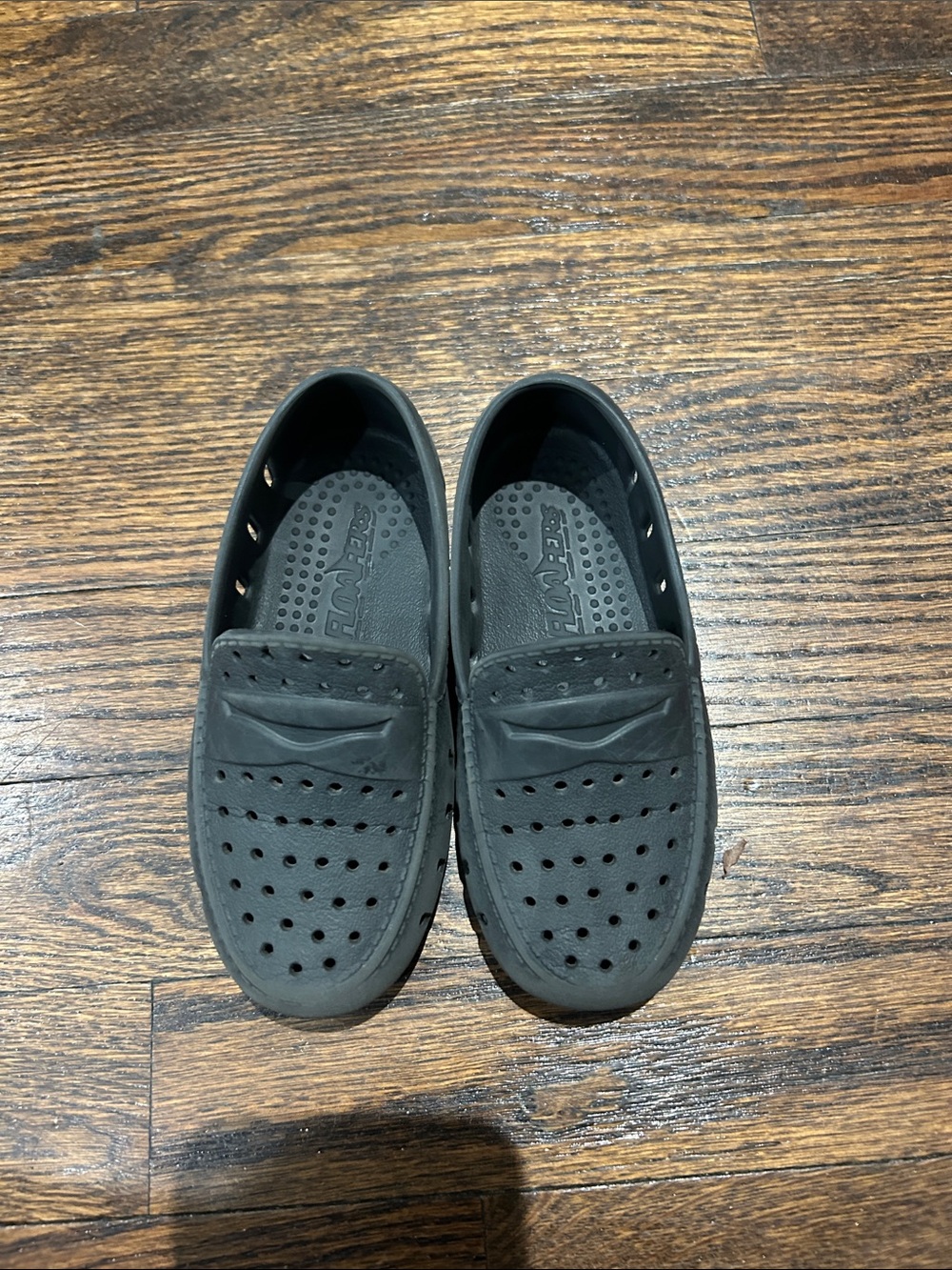 Floafer: Kids Black Slip-On Water Shoes with Breathable Perforation